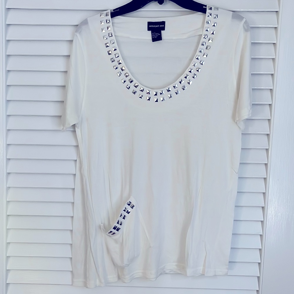 Central Park West Studded Pocket Tee Shirt
